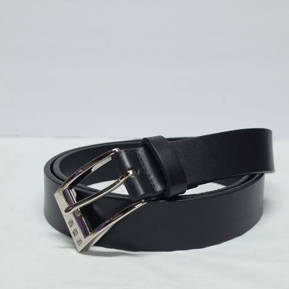POLO Ralph Lauren Men’s Black Leather Belt Silver Tone Buckle Size 40